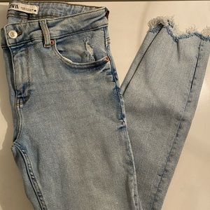 Zara high waisted ripped jeans